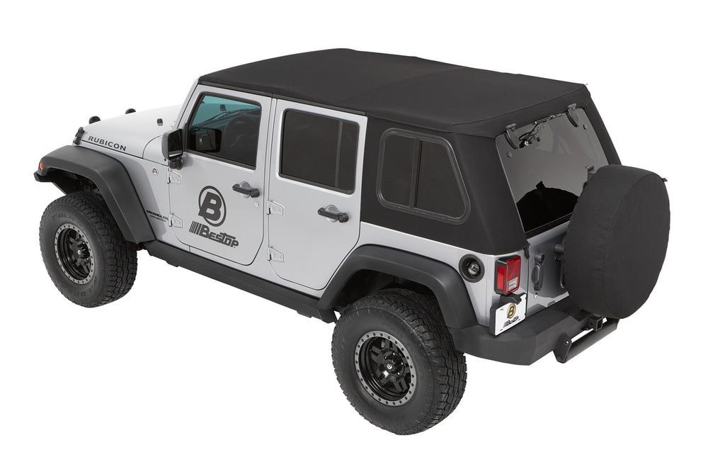 Trektop Pro Hybrid Slantback Soft Top For Jeep 2007-2018 Wrangler JK Black Bestop
