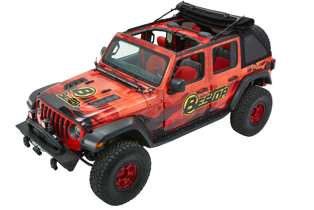 Trektop Ultra Slantback Soft Top For Jeep 2018-Current Wrangler JL 4 Door Black Bestop