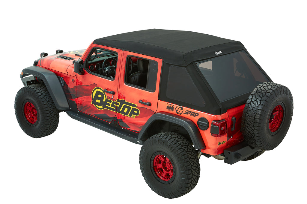Trektop Ultra Slantback Soft Top For Jeep 2018-Current Wrangler JL 4 Door Black Bestop
