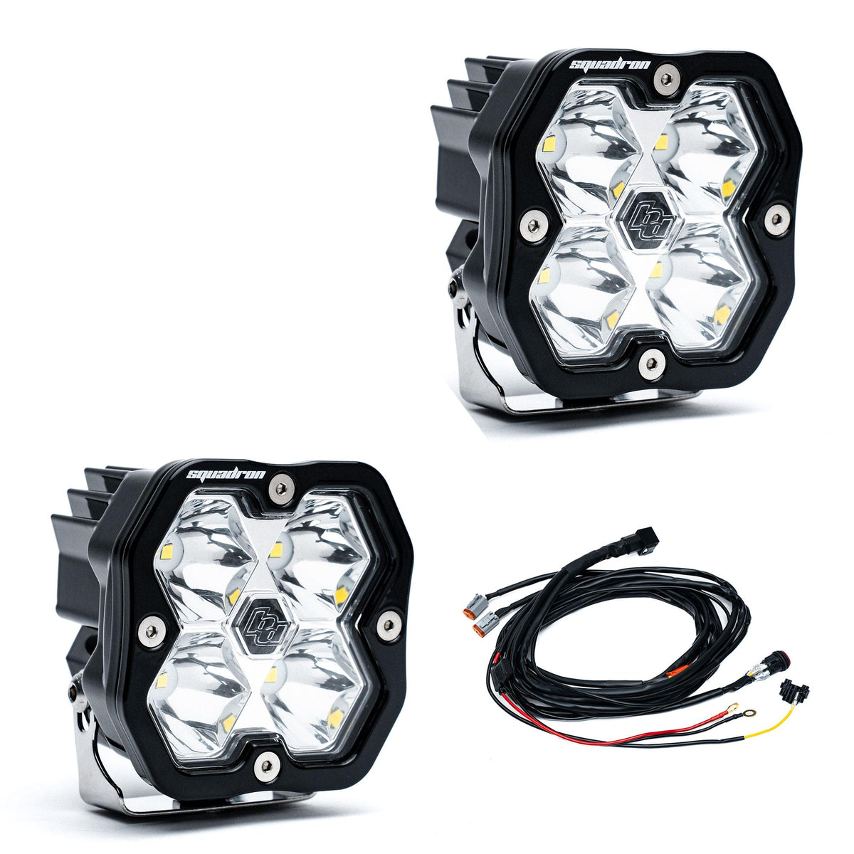 Squadron 2.0 Sport Black LED Auxiliary Light Pod Pair Universal Clear Baja Designs