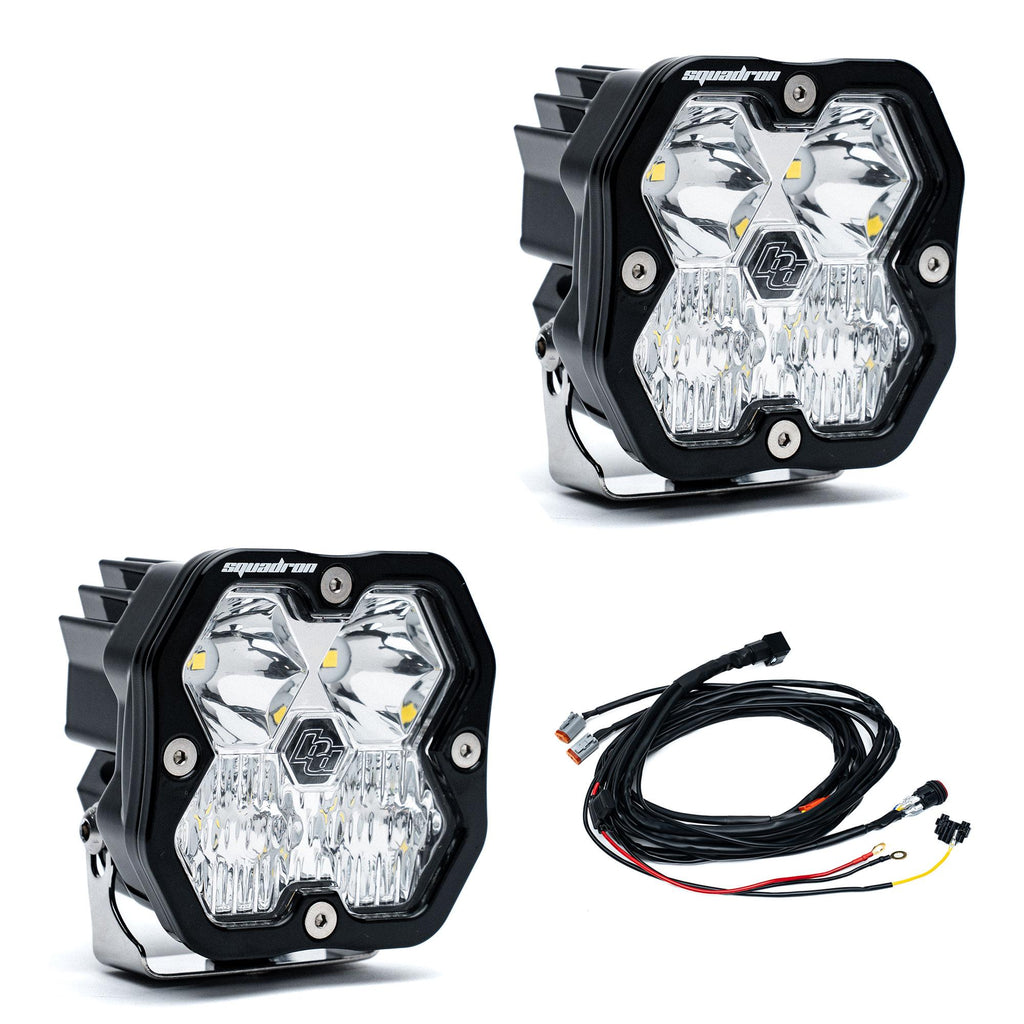 Squadron 2.0 Sport Black LED Auxiliary Light Pod Pair Universal Clear Baja Designs