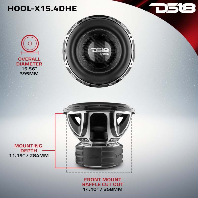 DS18 Hooligan High Excursion Subwoofer 15in 4000 Watts RMS 4 ohm DVC