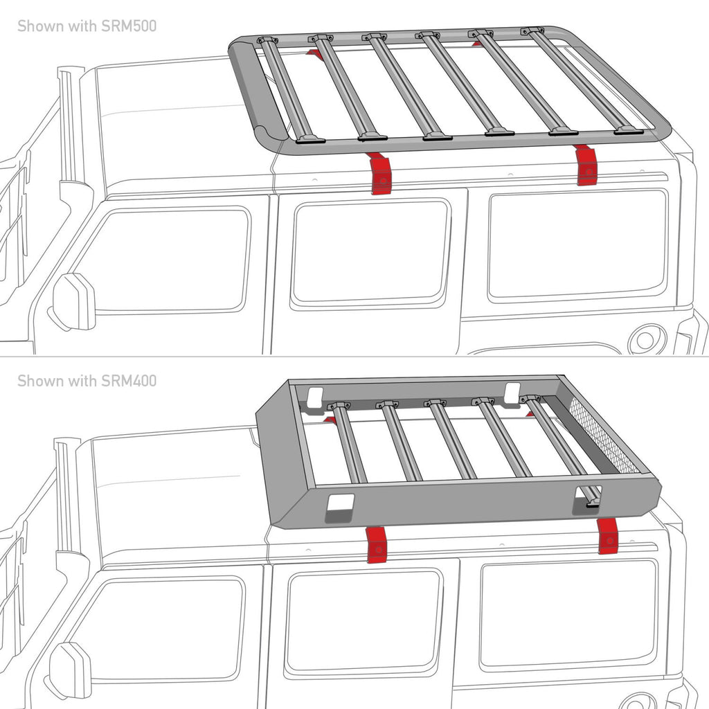 SRM Rack Mounting Kit Gutter Mount 4 PCS Textured Black For 2007-2018 Jeep Wrangler JK Go Rhino