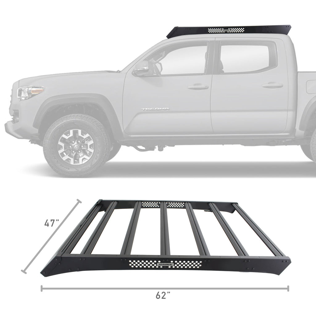 Ceros Low Profile Roof Rack Textured Black 2016-2023 Toyota Tacoma Go Rhino