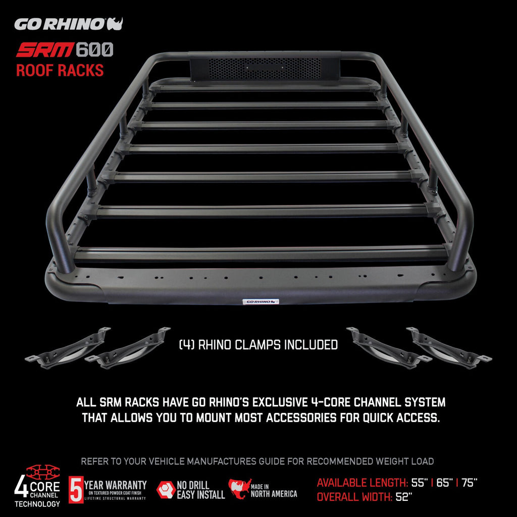 SRM600 Tubular Basket Style Roof Rack Textured Black Go Rhino