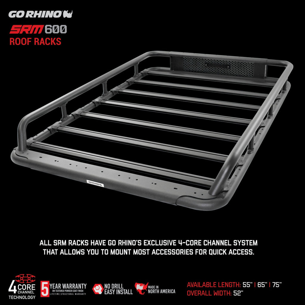 SRM600 Tubular Basket Style Roof Rack Textured Black Go Rhino