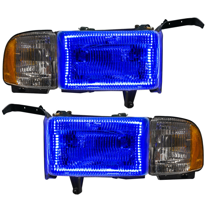 Oracle 94-02 Dodge Ram Pre-Assembled Halo Headlights - ColorSHIFT w/ 2.0 Controller