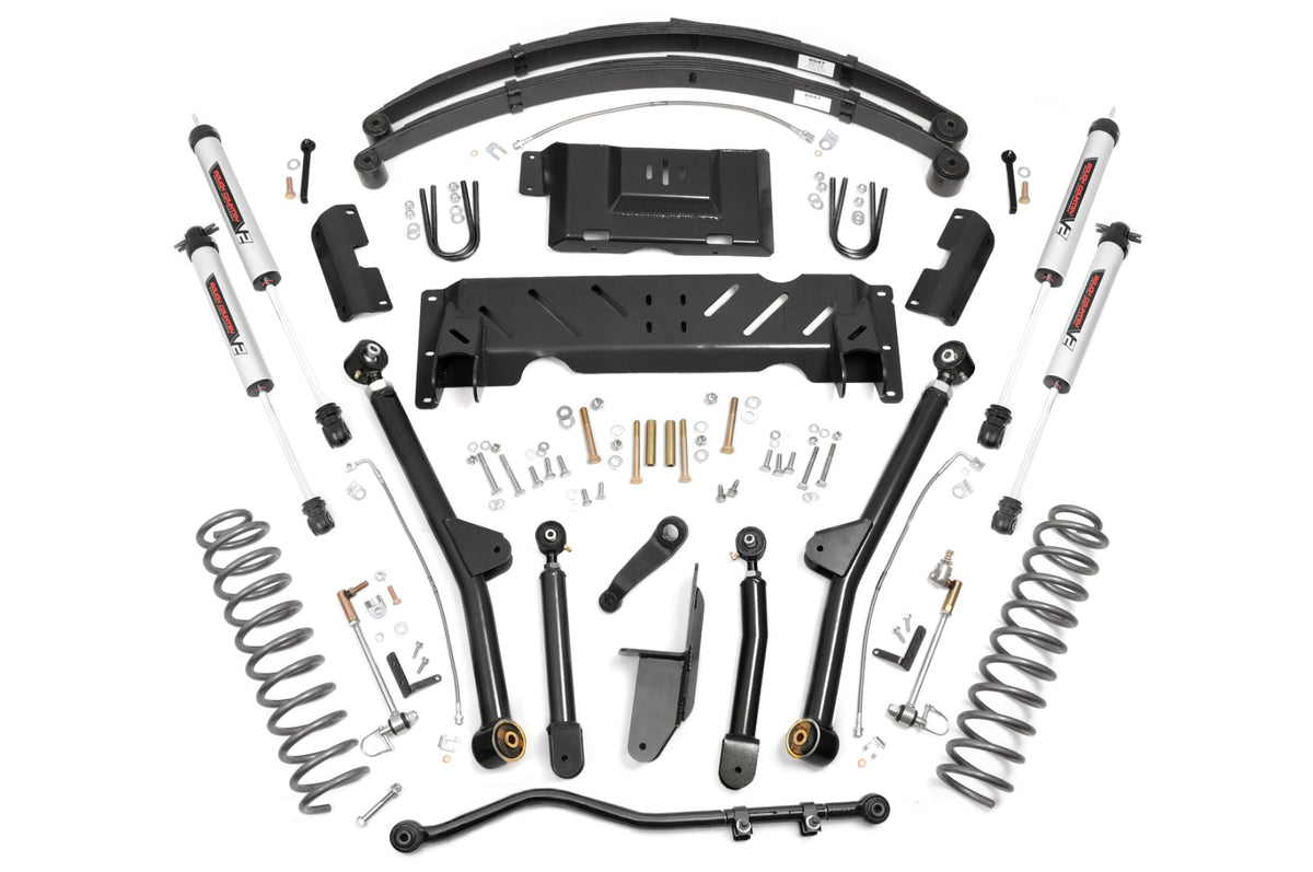 4.5 Inch Lift Kit Long Arm RR Leafs NP242 V2 Jeep Cherokee XJ (84-01) Rough Country