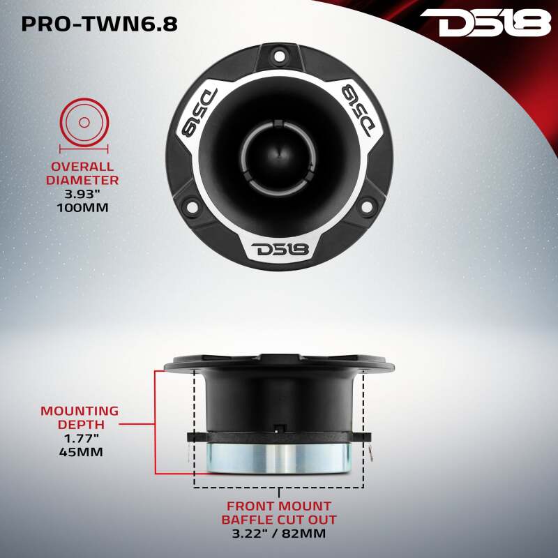 DS18 4in High Compression Neodymium Tweeter 150 Watts RMS 1.5 in Polyimide Vc 8 ohm