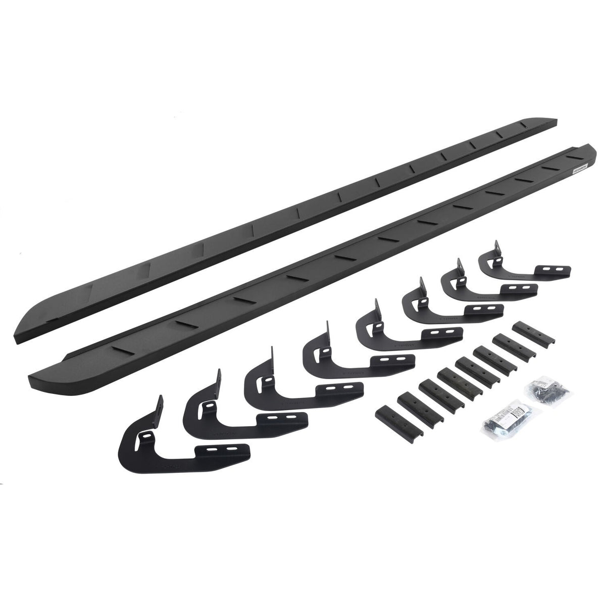 RB10 Slim Line Running Boards With Mounting Brackets Curved  Textured Black 2014-2018 Silverado/Sierra 1500/2500 HD Go Rhino