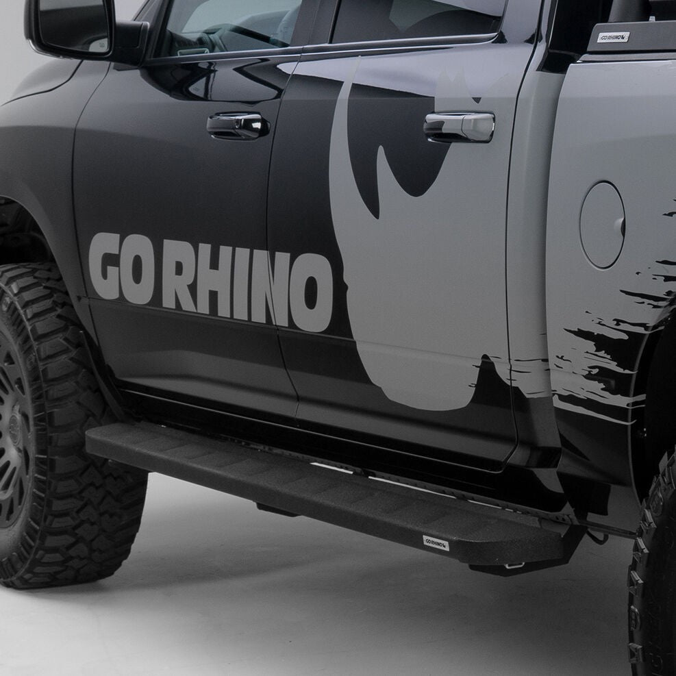 RB10 Running Boards With Mounting Brackets Protective Bedliner Coating 2015-2018 Ram 1500 Go Rhino