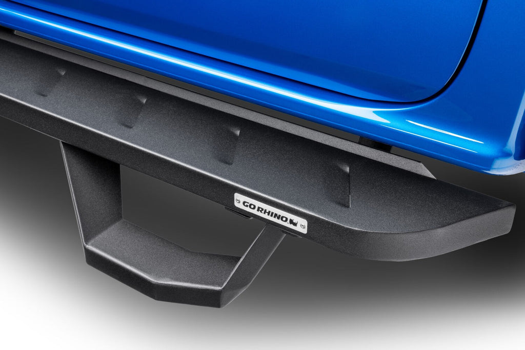 RB10 Running Boards With Mounting Brackets & 2 Pairs of Drop Steps Kit Textured Black 2015-2018 Ram 1500 Extended Cab Go Rhino