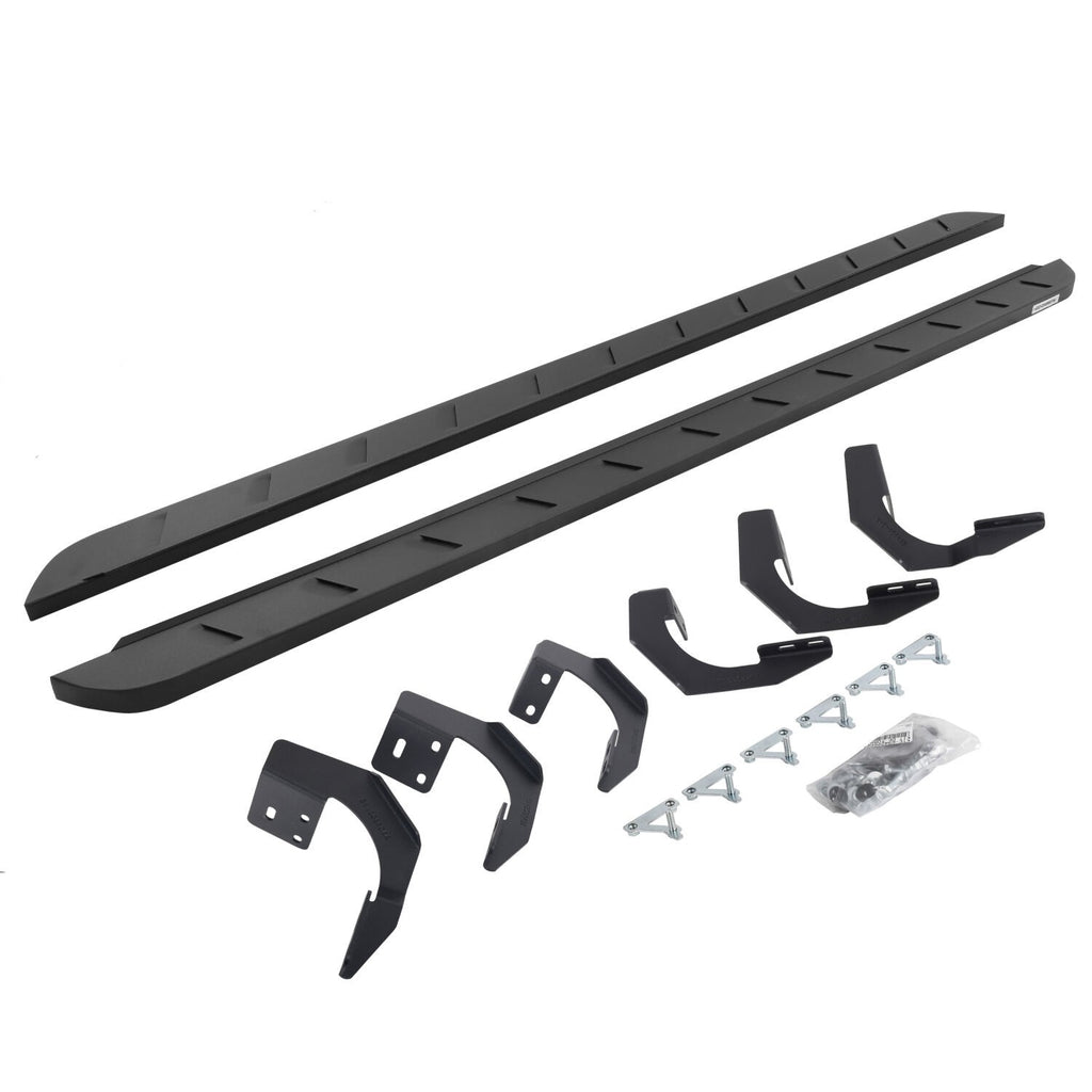 RB10 Slim Line Running Boards With Mounting Brackets Curved Textured Black 2019-2026 Ram 1500 Crew Cab Go Rhino