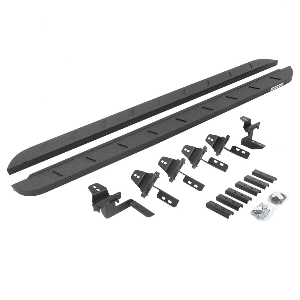 RB10 Slim Line Running Boards With Mounting Brackets Protective Bedliner Coating 2018-2018 Jeep Wrangler JK Go Rhino
