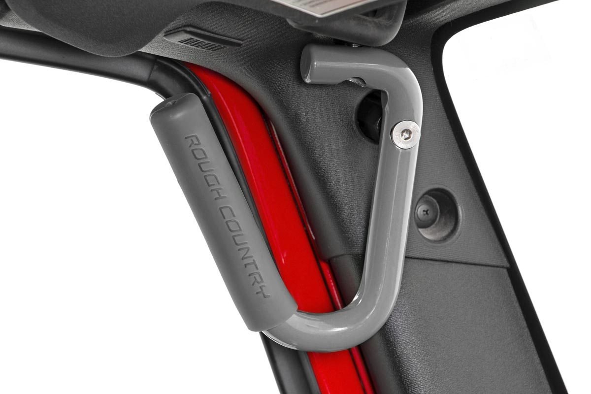 Jeep Solid Steel Grab Handle Set 07-18 Wrangler JK Gray Rough Country
