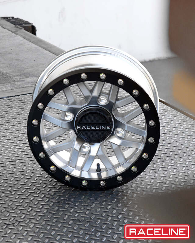 Raceline A91MA Ryno 15x10in/4x137 BP/0mm Offset/110.18mm Bore - Machined & Black Ring Beadlock Wheel