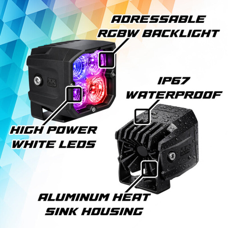 XKGlow XKmax RGBW Addressable Cube Light - Driving Beam