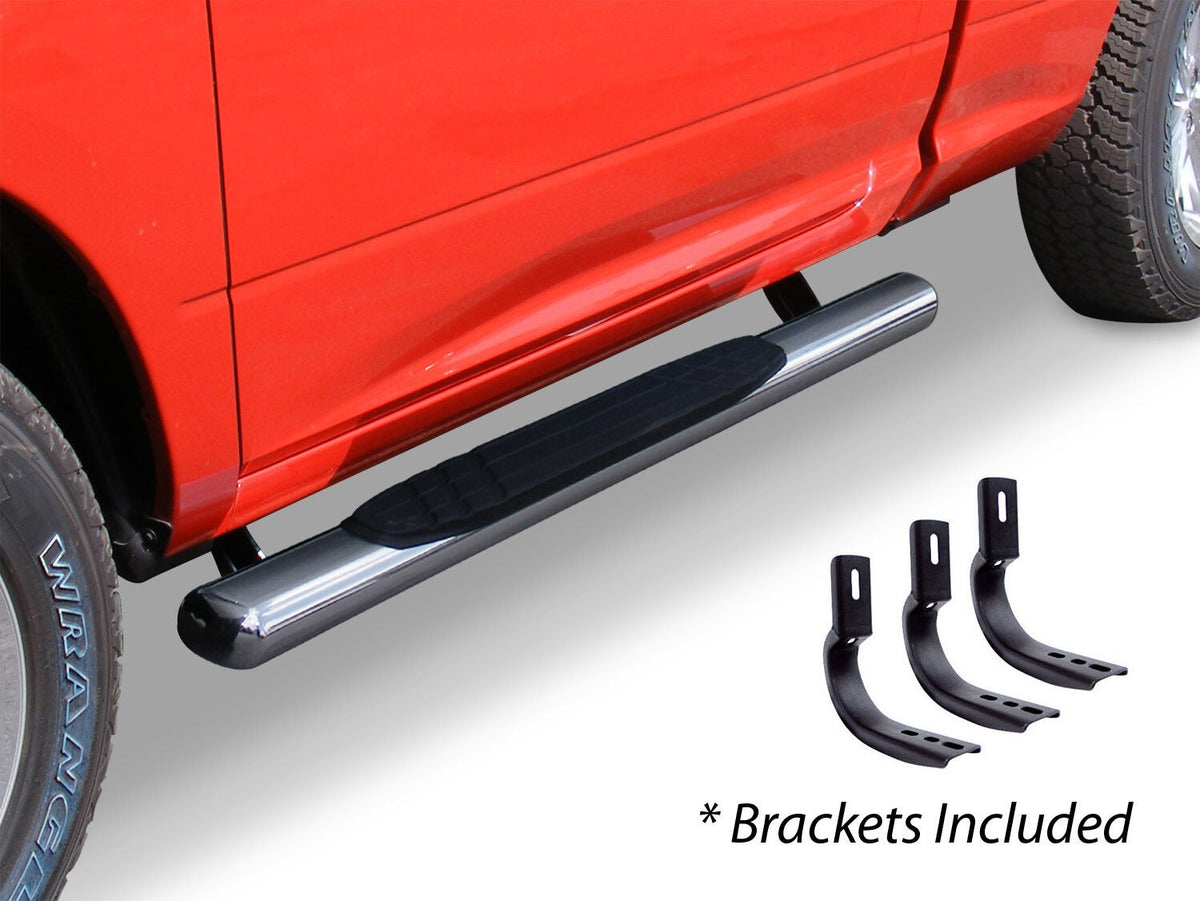 4 Inch OE Xtreme SideSteps With Mounting Bracket Kit Polished Stainless Steel 2004-2014 Ford F-150 Go Rhino