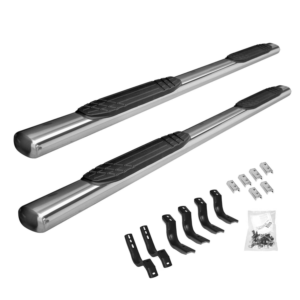 4 Inch OE Xtreme SideSteps With Mounting Bracket Kit Polished Stainless Steel 2021-2025 Ford Bronco Go Rhino