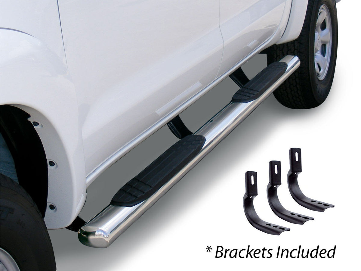 4 Inch OE Xtreme SideSteps With Mounting Bracket Kit Polished Stainless Steel 2015-2018 Ram 1500 Go Rhino