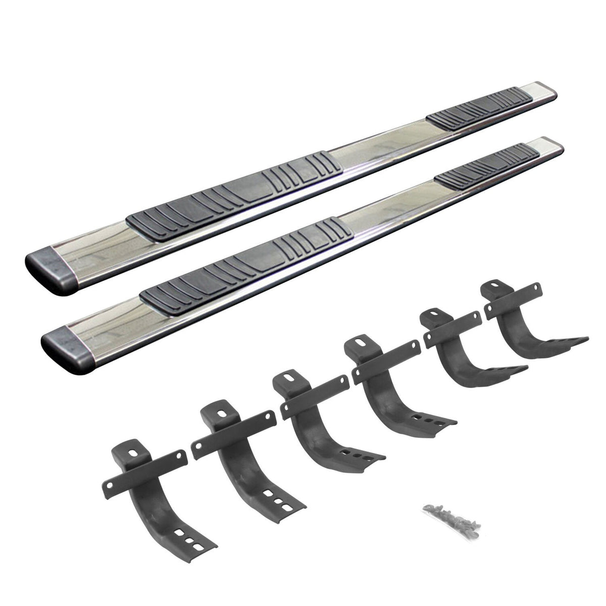 5 Inch OE Xtreme Low Profile SideSteps With Mounting Bracket Kit Polished Stainless Steel 2021-2025 Ford Bronco Go Rhino