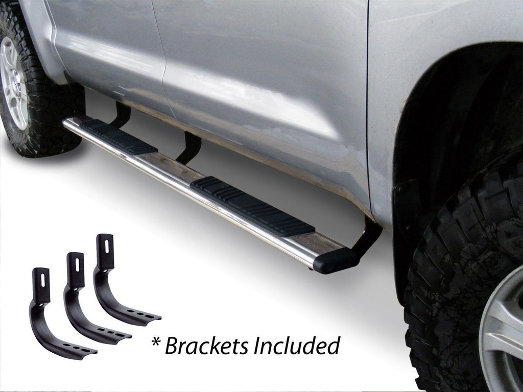 5 Inch OE Xtreme Low Profile SideSteps With Mounting Bracket Kit Polished Stainless Steel 2019-2026 Ram 1500 Go Rhino
