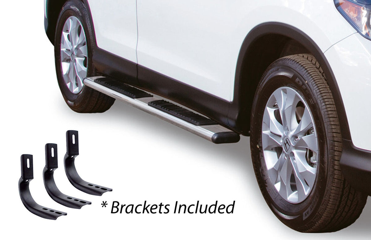 5 Inch OE Xtreme Low ProfileSideSteps With Mounting Bracket Kit Polished Stainless Steel 2011-2013 Kia Sportage Go Rhino