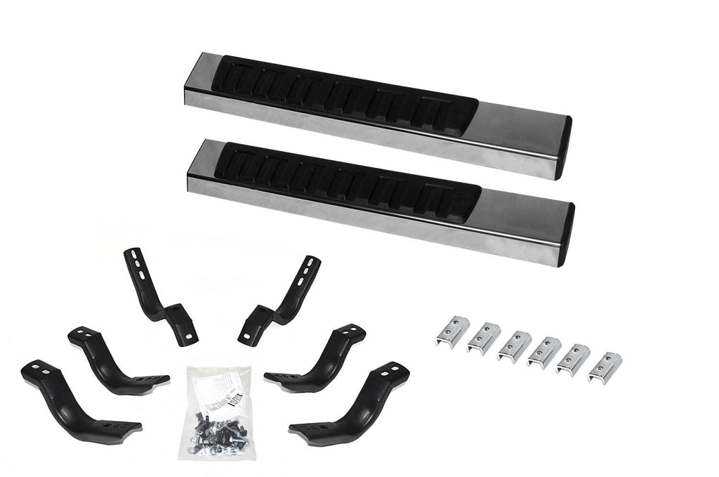 6 Inch OE Xtreme II SideSteps With Mounting Bracket Kit Polished Stainless Steel 2007-2018 Silverado/Sierra 150/2500 HD Go Rhino