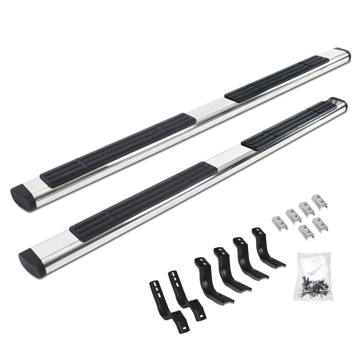 6 Inch OE Xtreme SideSteps With Mounting Bracket Kit Polished Stainless Steel 2007-2013 Silverado/Sierra 1500/2500 HD Go Rhino
