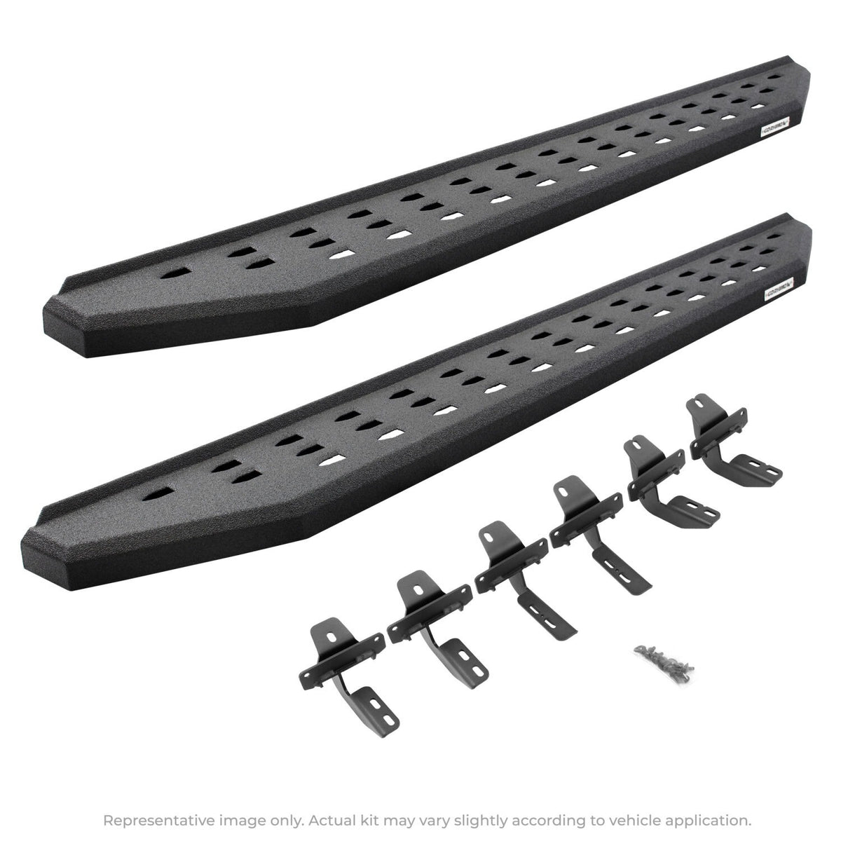 RB20 Running Boards With Mounting Brackets Protective Bedliner Coating 2009-2010 Dodge Ram 1500/2500/3500 Go Rhino