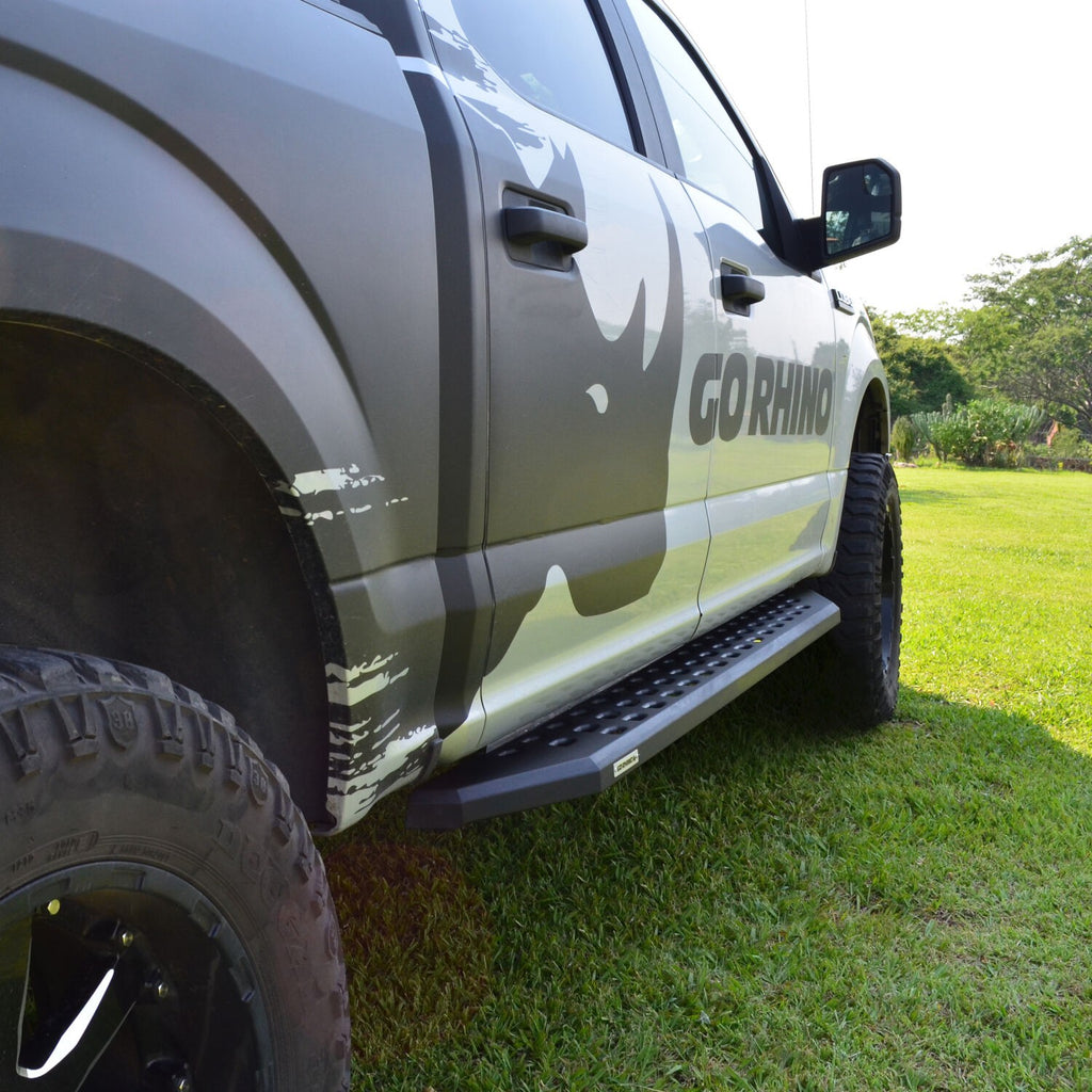 RB20 Running Boards With Mounting Brackets Textured Black 2004-2014 Ford F-150 Go Rhino