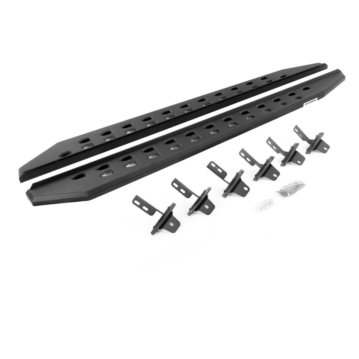 RB10 Slim Line Running Boards With Mounting Brackets Angled Textured Black 2021-2025 Ford Bronco Go Rhino