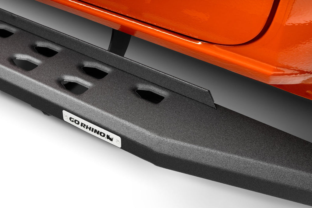 RB10 Slim Line Running Boards With Mounting Brackets Angled Textured Black 2019-2026 Ram 1500 Go Rhino