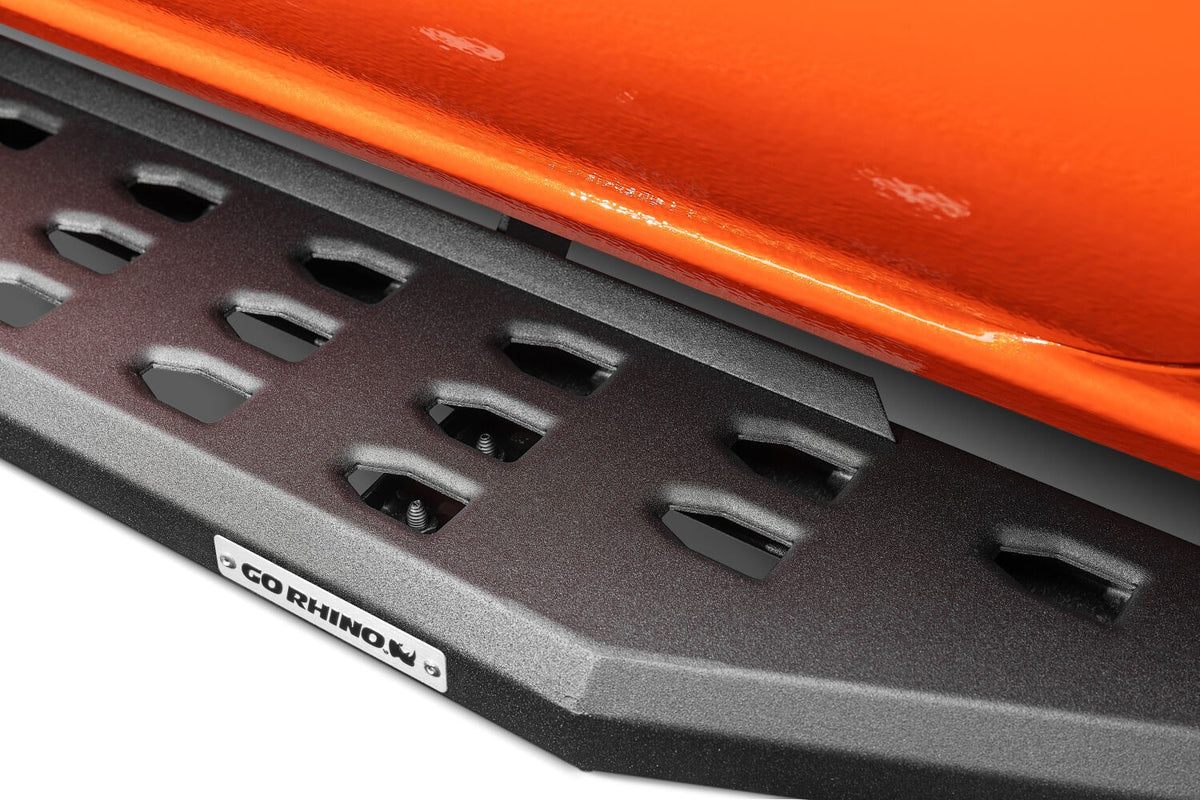 RB20 Running Boards With Mounting Brackets Textured Black 2005-2026 Nissan Frontier Go Rhino