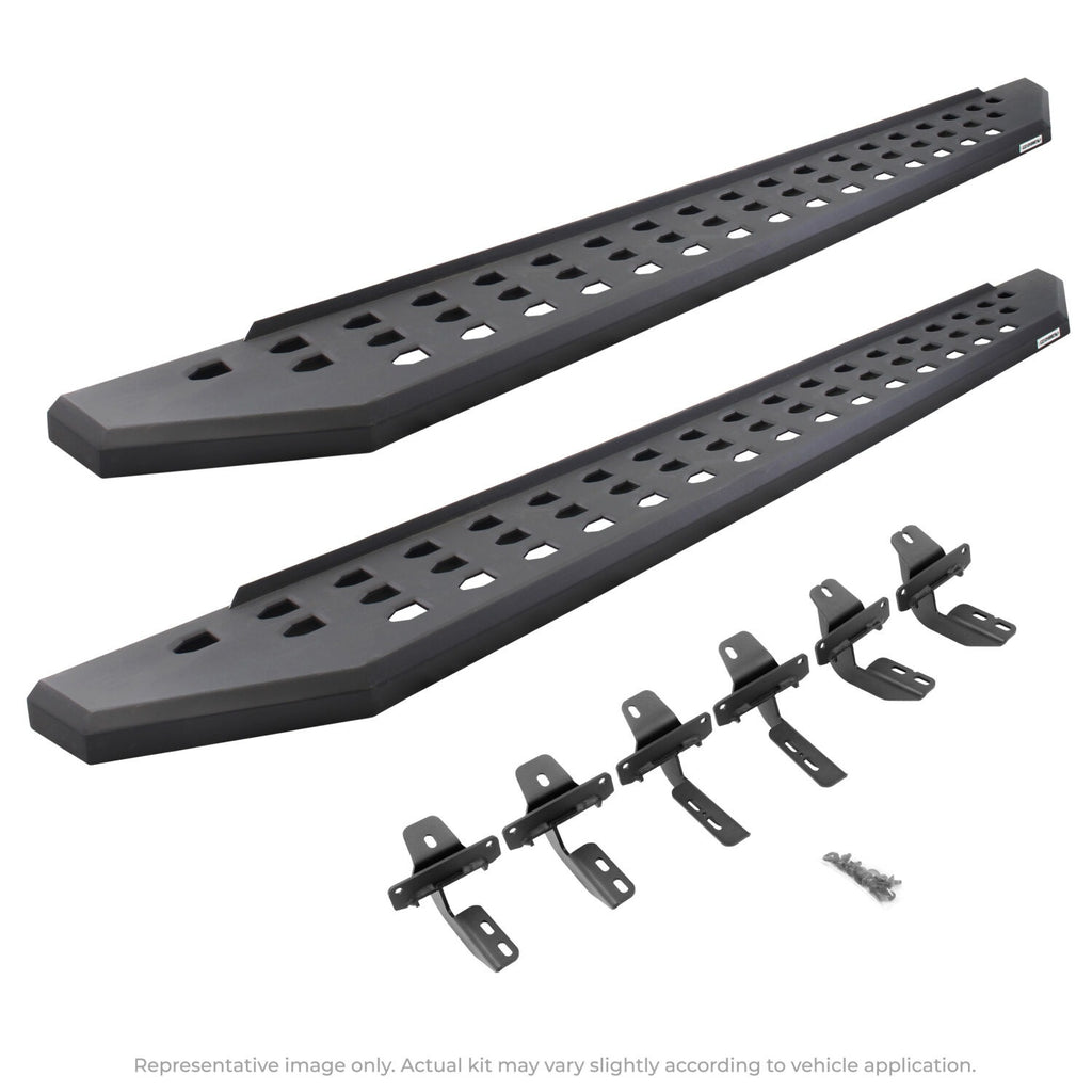 RB20 Running Boards With Mounting Brackets Textured Black 2014-2024 Toyota 4Runner Go Rhino