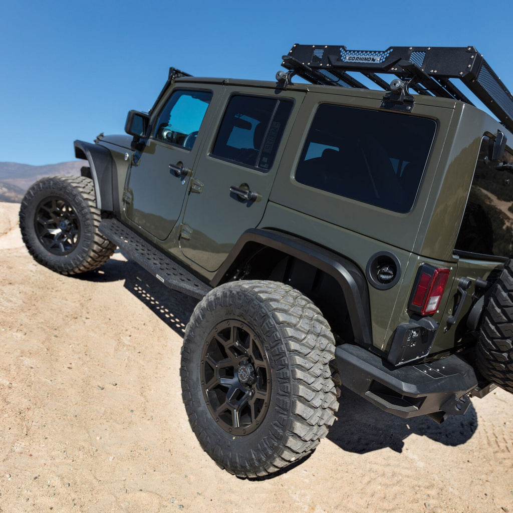 RB20 Running Boards With Mounting Brackets Protective Bedliner Coating For 2007-2018 Jeep Wrangler JK Go Rhino
