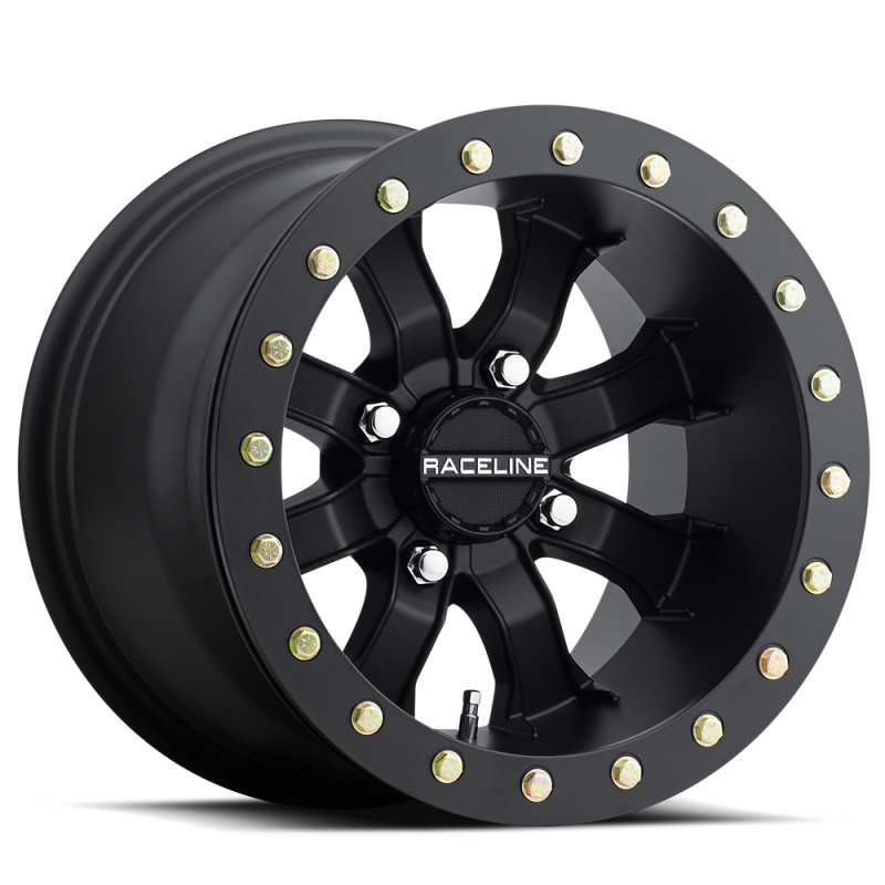 Raceline A71B Mamba 15x7in / 4x156 BP / 0mm Offset / 132.5mm Bore - Satin Black Beadlock Wheel