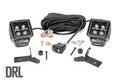 LED Light Kit Hinge Mount 2 Inch Black Pair White DRL Jeep Gladiator JT/Wrangler JL (18-26) Rough Country