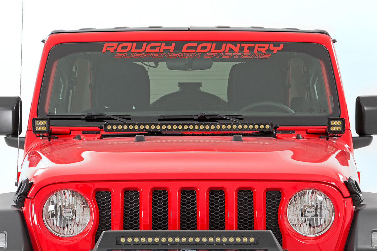 LED Light Kit Hinge Mount 2 Inch Black Pair White DRL Jeep Gladiator JT/Wrangler JL (18-26) Rough Country