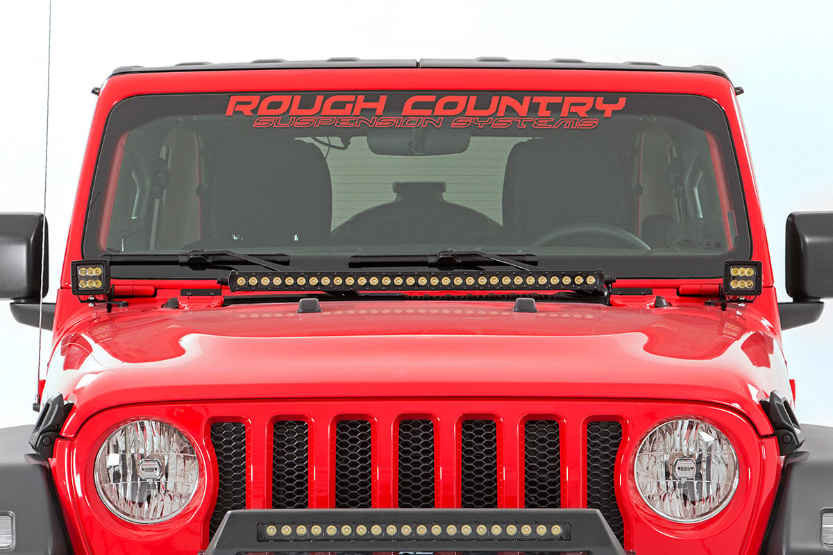 LED Light Kit Hinge Mount 2 Inch Black Pair Jeep Gladiator JT/Wrangler JL (18-26) Rough Country