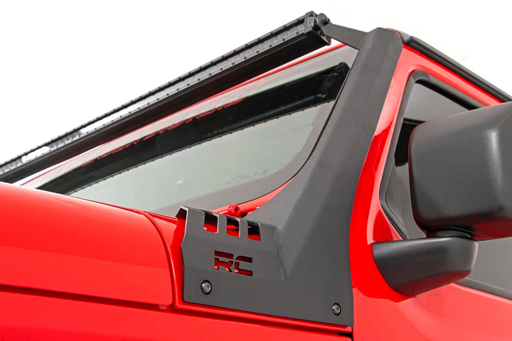 LED Light Kit Windshield Mount 50 Inch Black Dual Row Jeep Gladiator JT/Wrangler JL (18-26) Rough Country