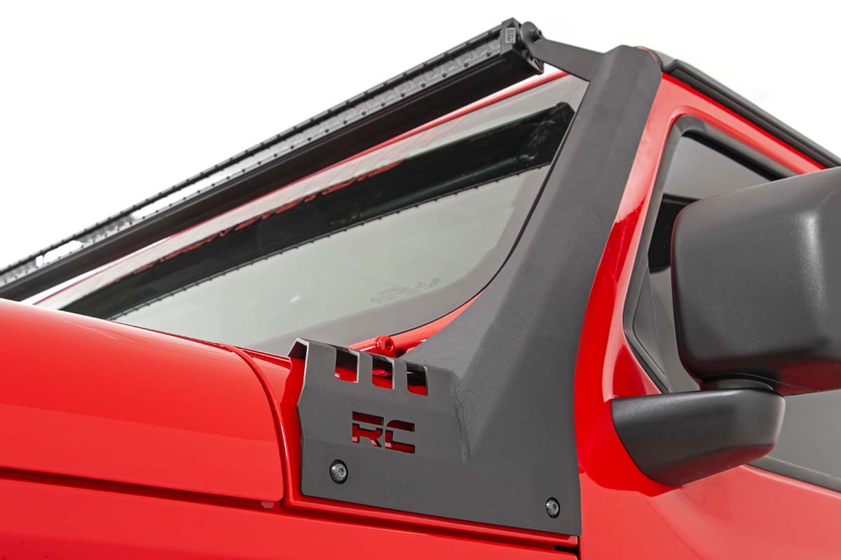 LED Light Kit Windshield Mount 50 Inch Black Dual Row Jeep Gladiator JT/Wrangler JL (18-26) Rough Country