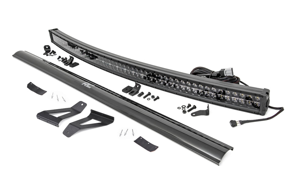 LED Light Kit Windshield Mount 50 Inch Black Dual Row White DRL Jeep Cherokee XJ (84-01) Rough Country