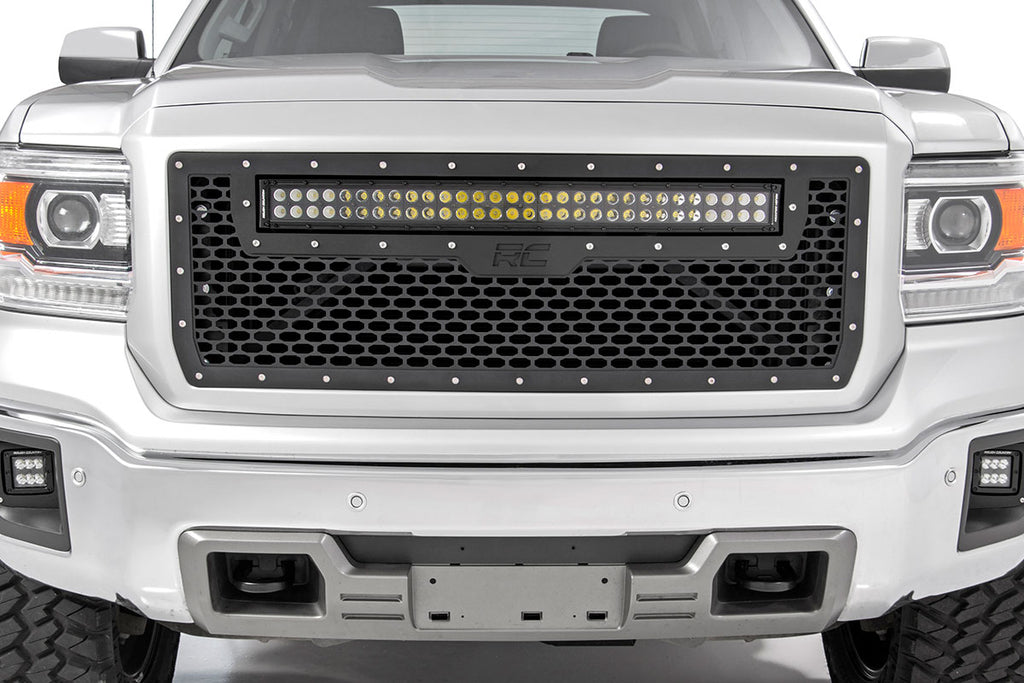 Mesh Grille 30 Inch Dual Row LED Black GMC Sierra 1500 2WD/4WD (2014-2015) Rough Country