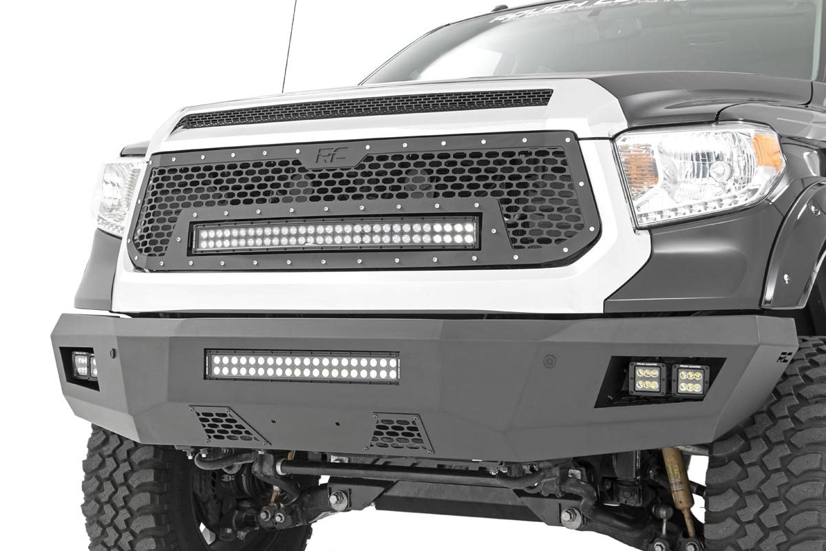 Mesh Grille 30 Inch Dual Row LED Black White DRL Toyota Tundra (14-17) Rough Country