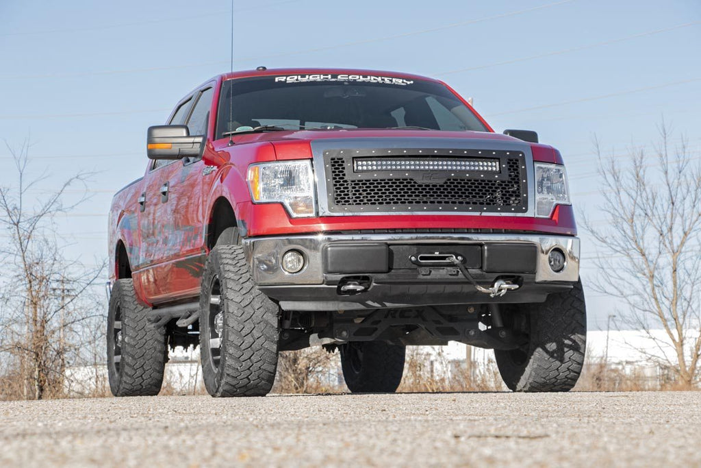 Mesh Grille 30 Inch Dual Row LED Chrome White DRL 09-14 Ford F-150 Rough Country