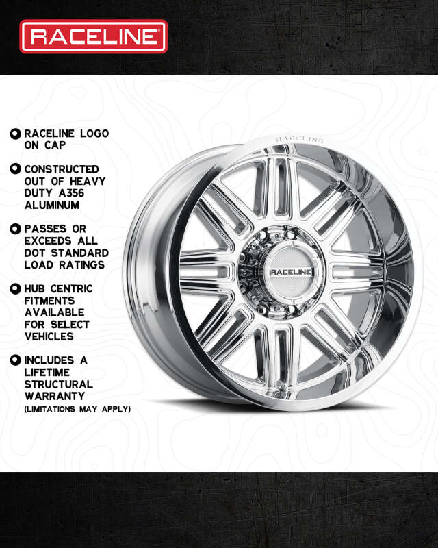 Raceline 948C Split 18x9in / 8x170 BP / 18mm Offset / 125.2mm Bore - Chrome Wheel