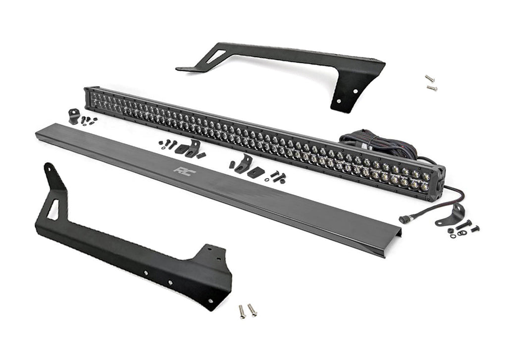 LED Light Windshield Mnt 50 Inch Black Dual Row Amber DRL Jeep Wrangler JK (07-18) Rough Country
