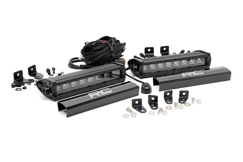 LED Light Kit Grille Mount 8 Inch Black Pair Ford F-250 Super Duty (17-19) Rough Country