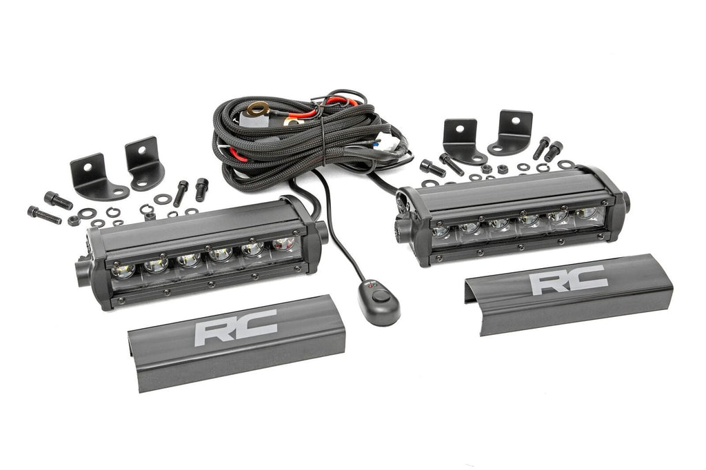 6 Inch Black Series LED Light Bar Single Row Pair Rough Country